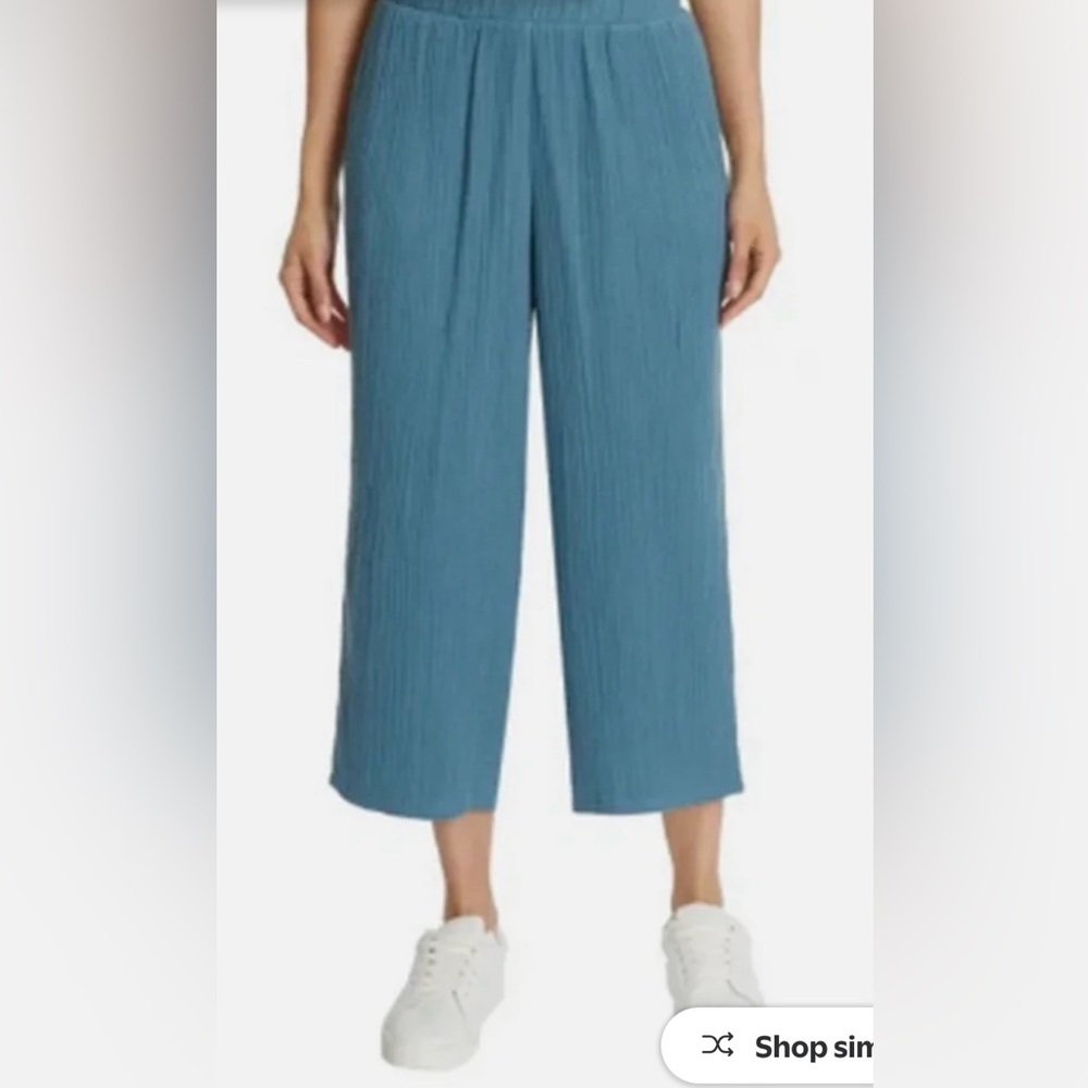 Jessica Simpson Teal Wide-Leg Cropped Pants